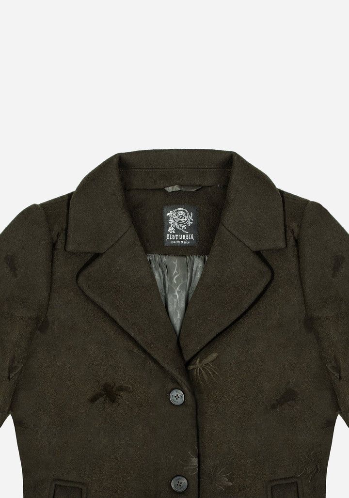 Evelyn Wool-Blend Bug Embossed Longline Coat